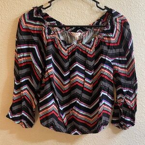 Pattern Long Sleeve Crop Shirt